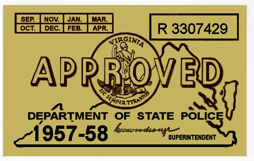 1957-58 Virginia Inspection Sticker